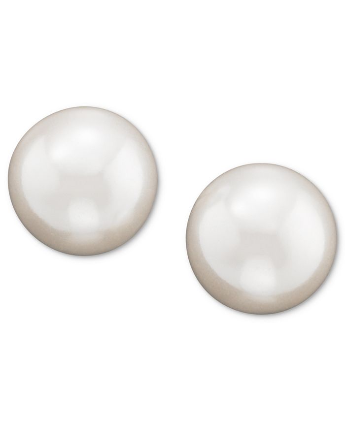 Lauren Ralph Lauren - Sterling Silver Plated Glass Pearl Stud Earrings (8mm)