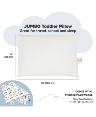 Jumbo Toddler Pillow with Pillowcase, 14X20 Soft Organic Toddler Pillows for Sleeping, Kids Travel Pillow