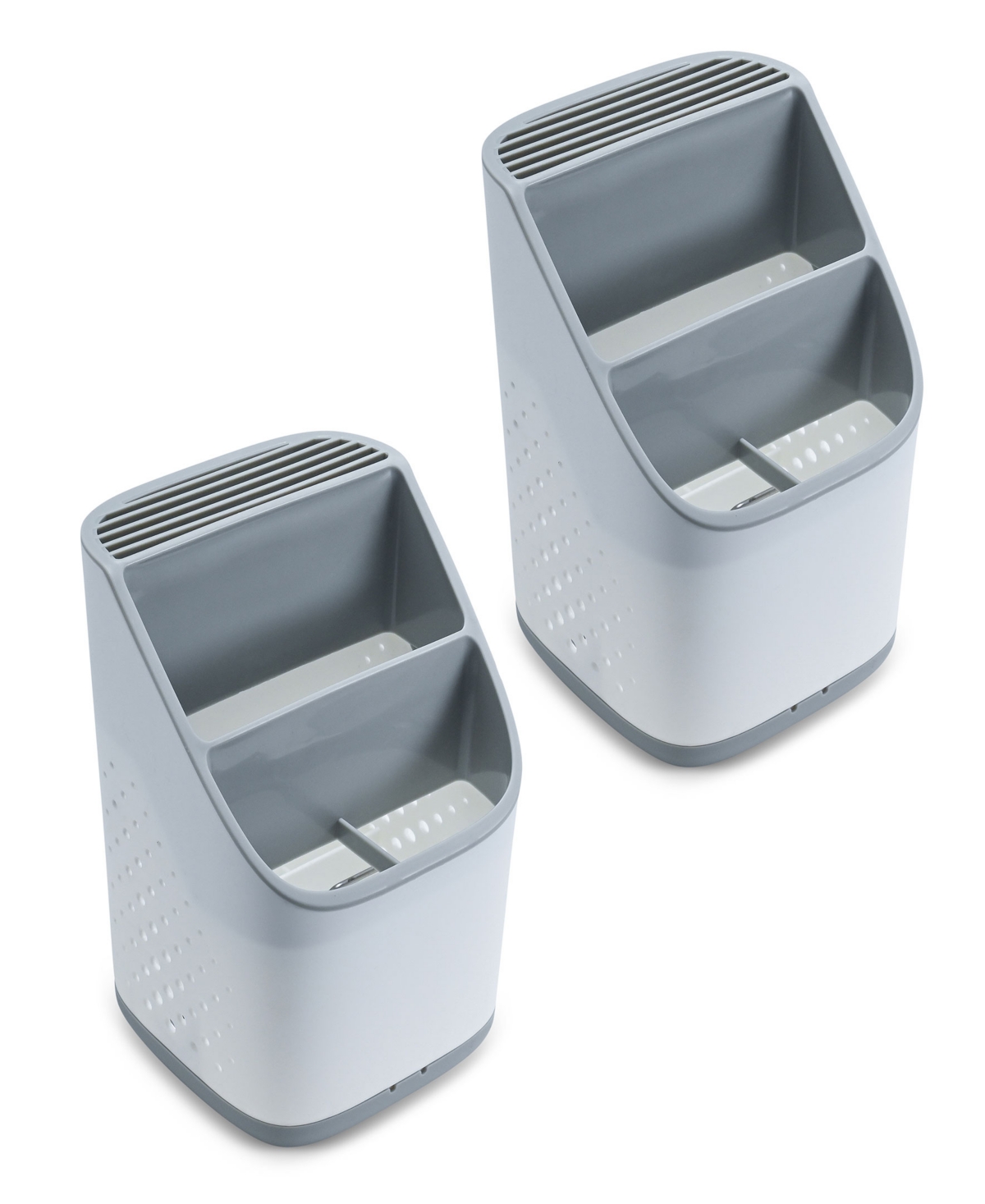 Cheer Collection 2 Pack Utensil Organizer And Drying Rack With Drip Tray In White