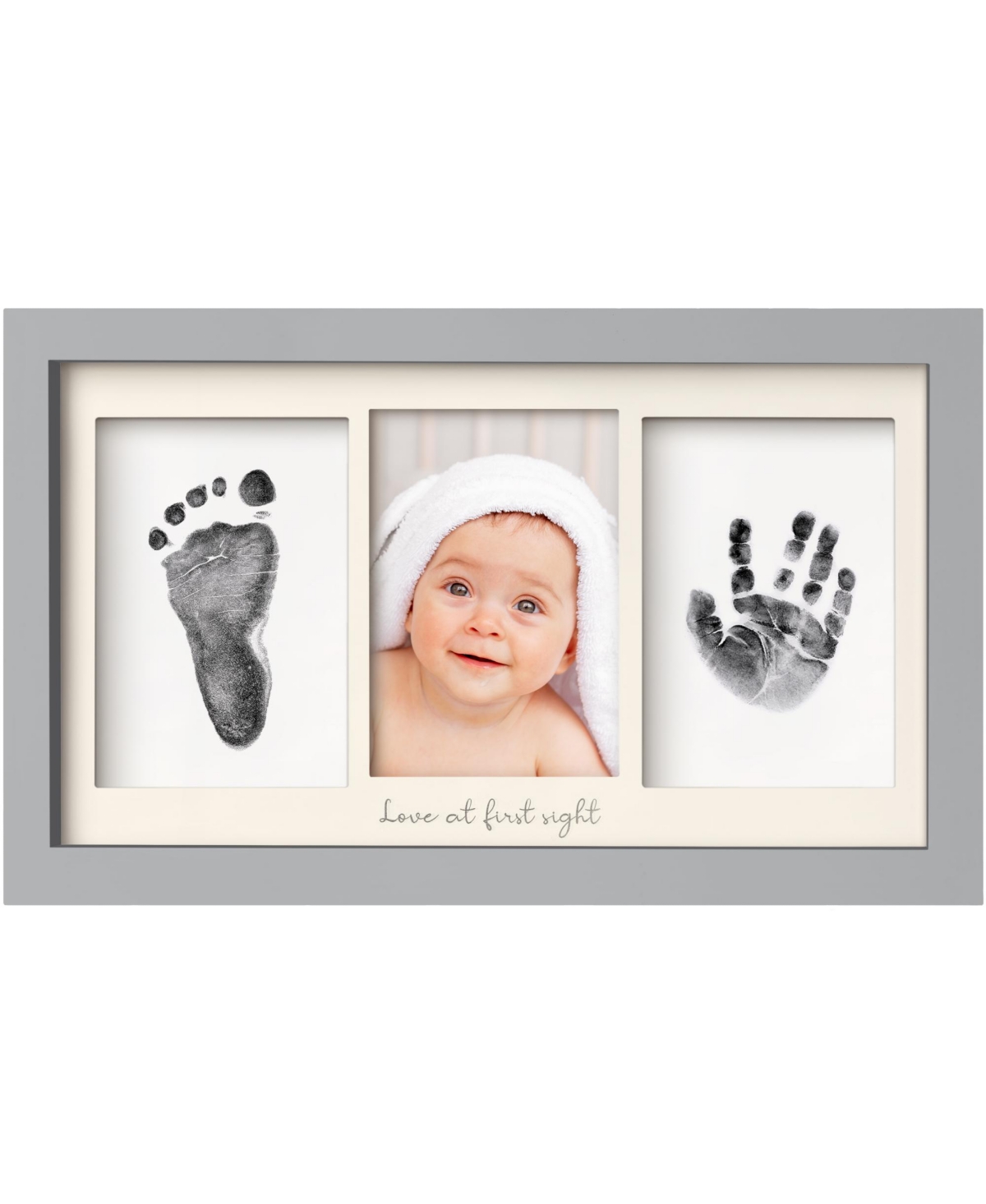 Keababies Inkless Baby Hand And Footprint Kit Frame, Mess Free Baby Picture Frame For Newborn In Cloud Gray