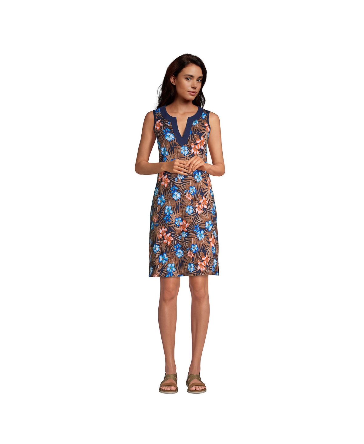 lands' end women's cotton jersey sleeveless swim cover-up dress Womens Plus 3X Lands End Cotton Jersey Sleeveless Swim Beach Cover-up Dress  NWT
