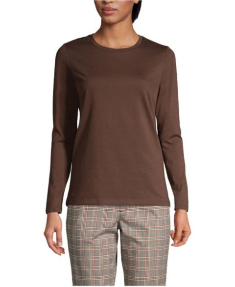 Женская футболка Lands' End Supima Cotton Long Sleeve Crewneck, цвет: Красный