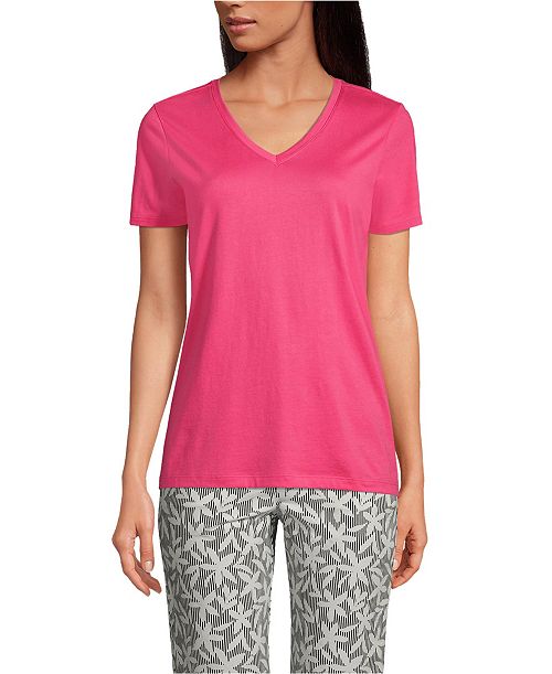alfani Lands' End Women's Relaxed Supima Cotton V-Neck T-Shirt Women's Fashion Shoes & Accessories