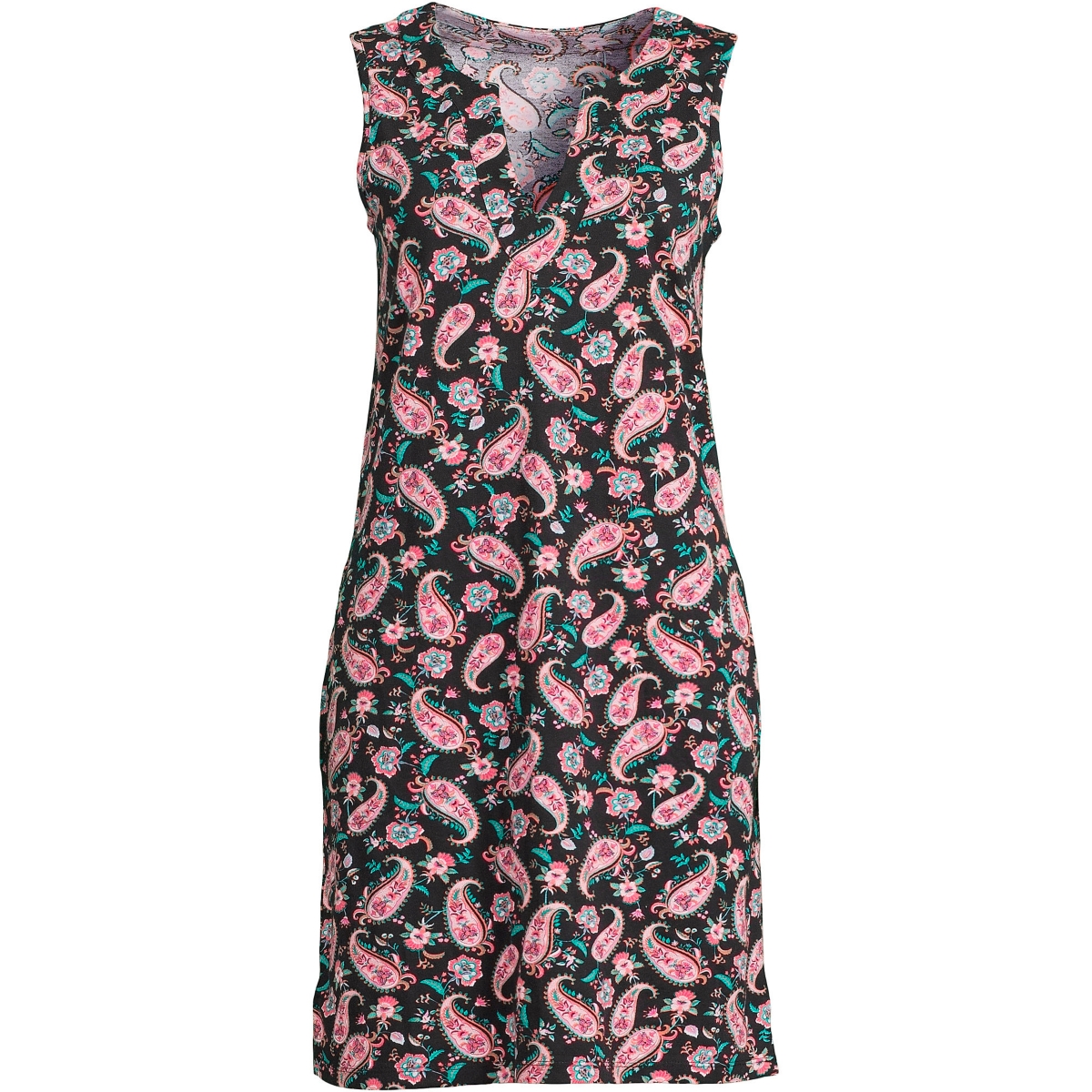 Lands' End Women's Long Cotton Jersey Sleeveless Swim Cover-up Dress Print  | Smart Closet