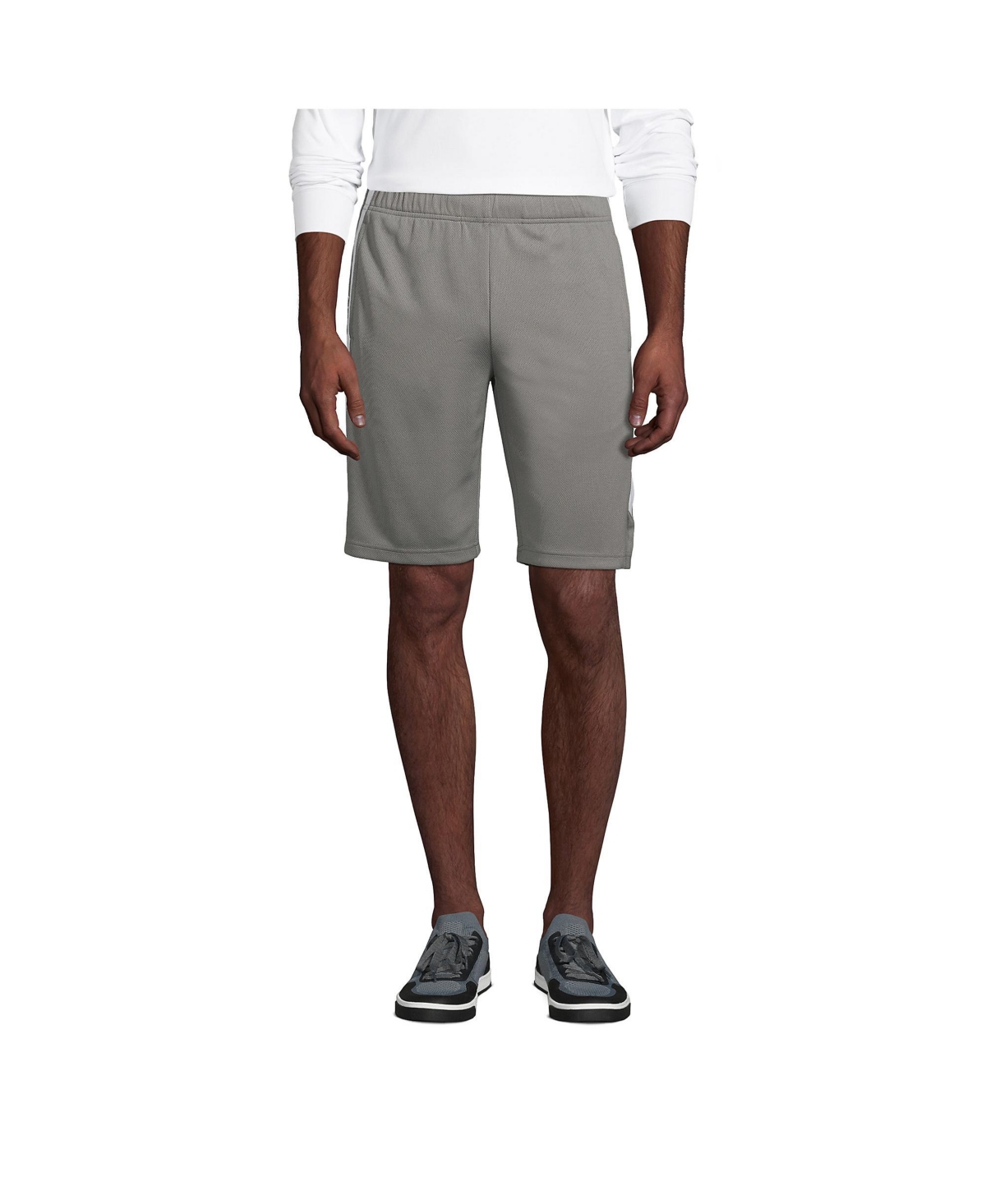Lands' End School Uniform Men's Mesh Athletic Gym Shorts In Stone Gray