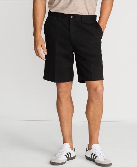 Мужские шорты Lands' End No Iron 9" Comfort Waist Plain Front Chino Short, цвет: Чёрный