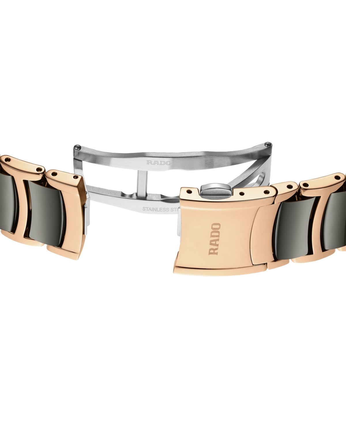Rado Unisex Swiss Automatic Centrix Diamond (1/20 Ct. T.w.) High-tech Ceramic & Rose Gold Pvd Bracelet Wa In Plasma