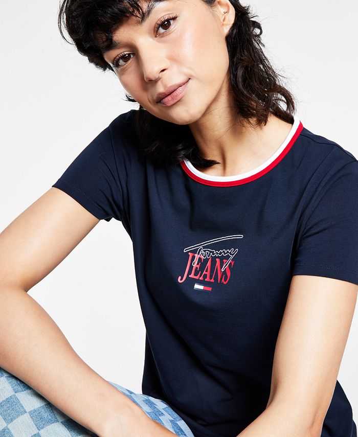Tommy Jeans Women's Logo Ringer T-Shirt - Macy's