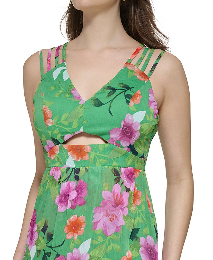 GUESS Women' Printed Cutout AsymmetricHem Chiffon Dress Macy's