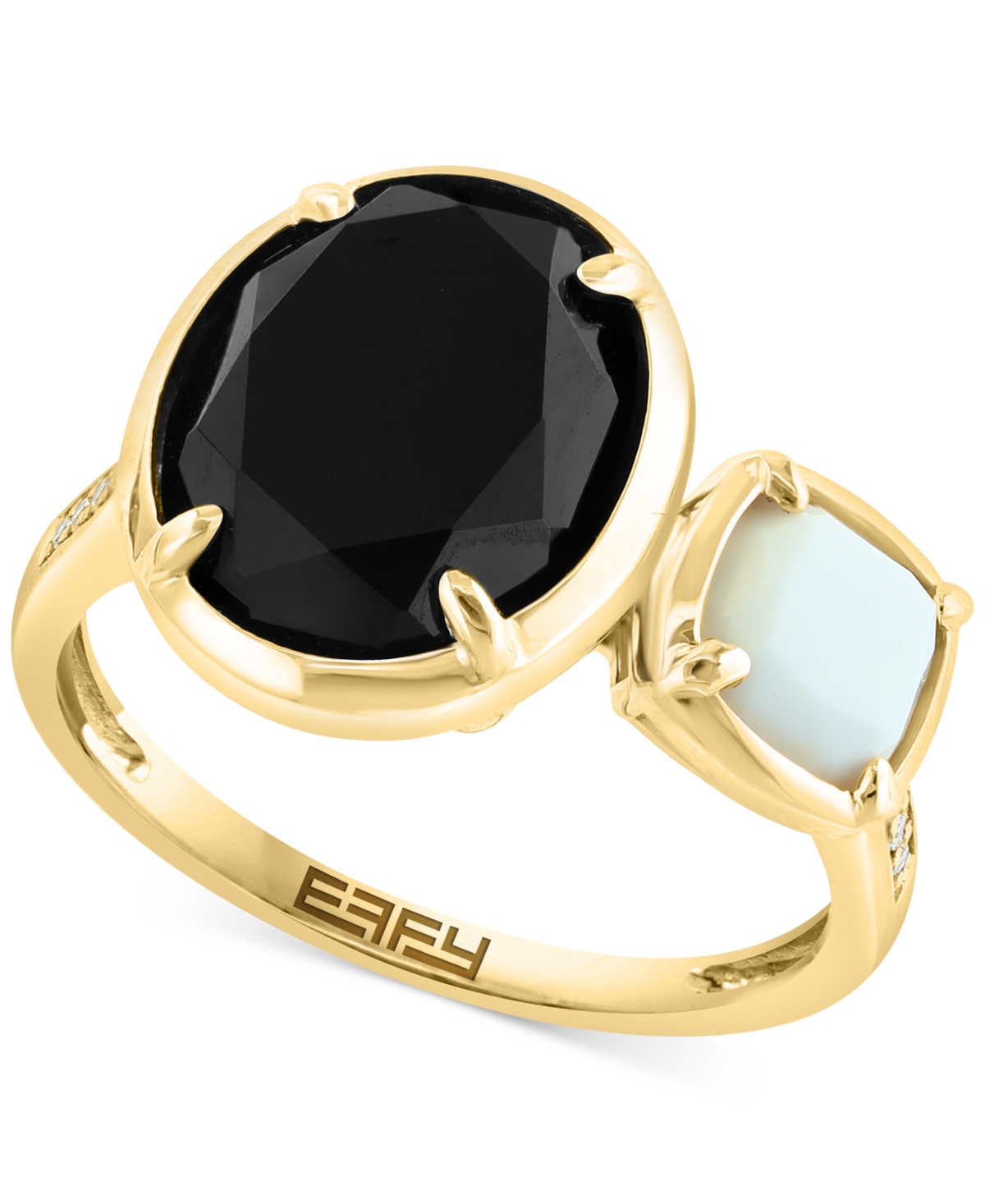 Effy Collection Effy Onyx, White Agate, & Diamond (1/20 Ct. T.w.) Statement Ring In 14k Gold