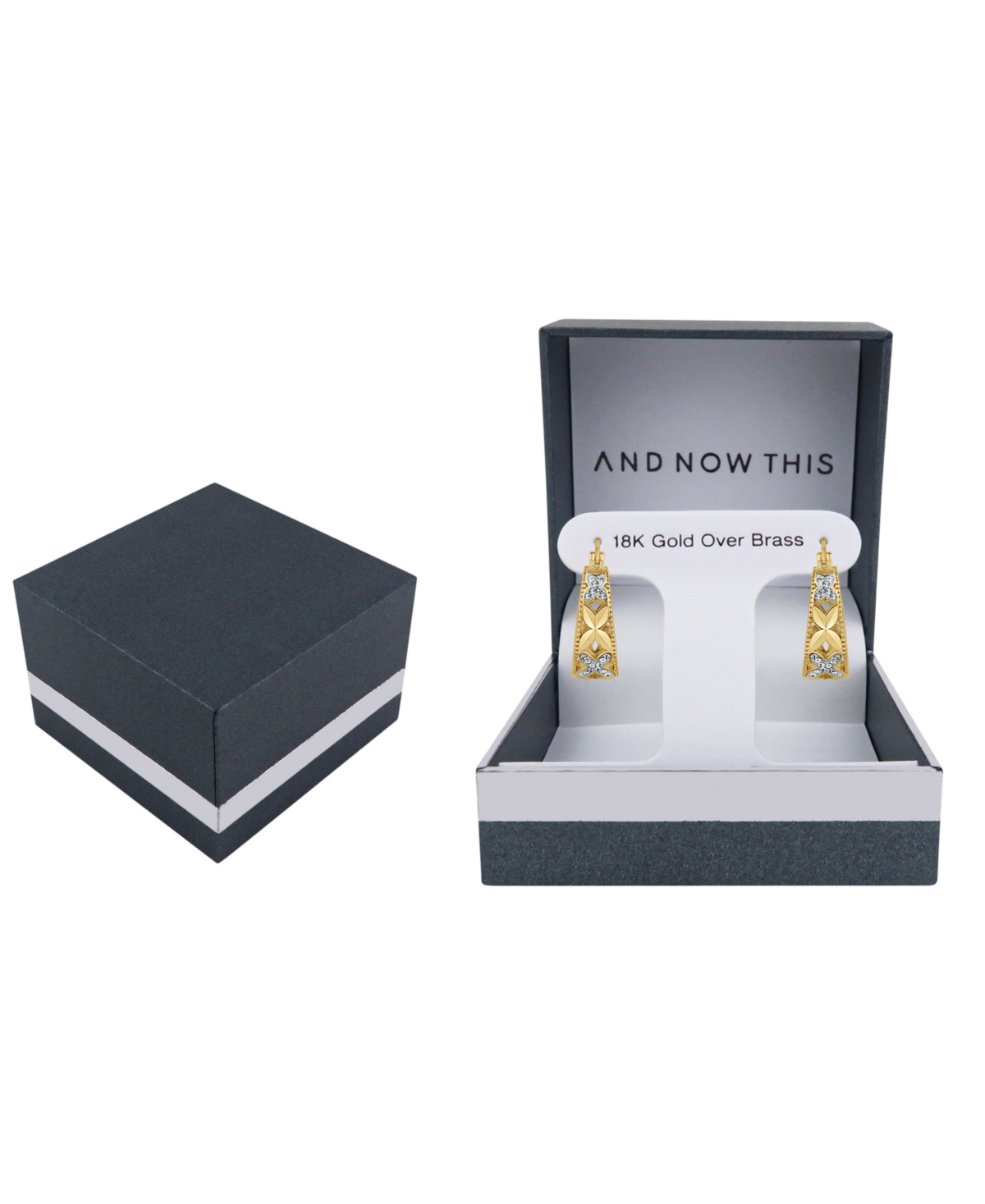 And Now This Crystal 18K Gold Plated Hoop Earring - 18K Gold Plate over Brass