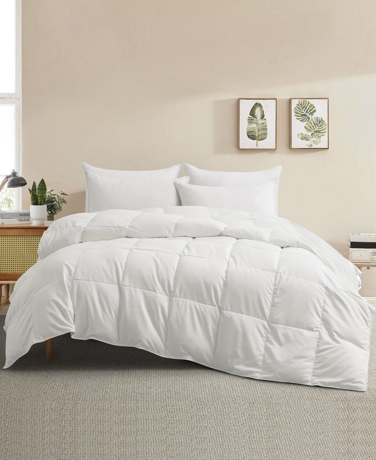 Unikome All Season 360 Thread Count Extra Soft Goose Down And Feather Fiber Comforter, California King In White