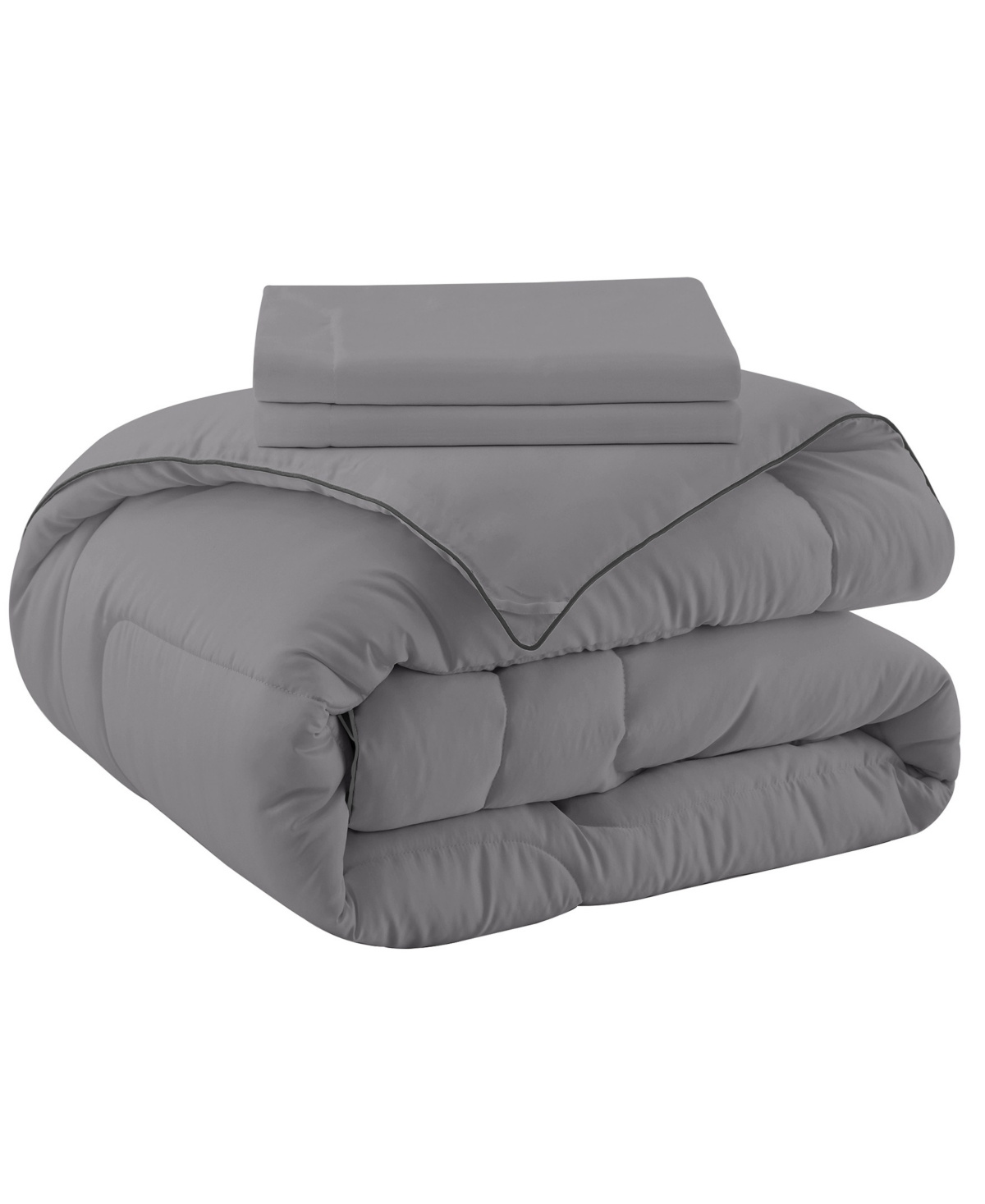 Unikome Silky Satin Down Alternative 3 Piece Comforter Set, Full/queen In Gray