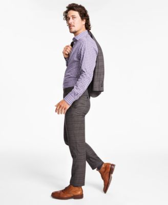 Tallia - Men's Slim-Fit Stretch Plaid Suit Pants