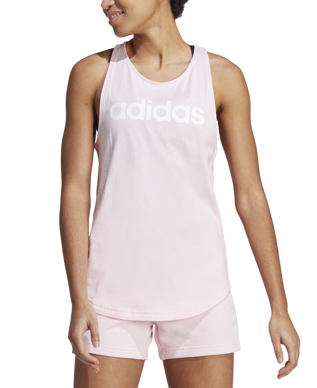 Shop Adidas Originals Women's Cotton Essentials Loose Logo Tank Top In Clear Pink,white
