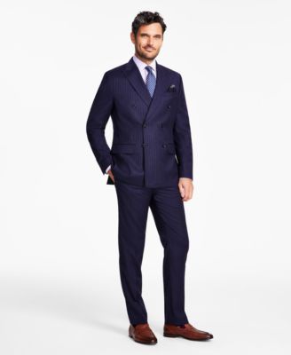 Mens Slim Fit Double Breasted Wool Blend Suit