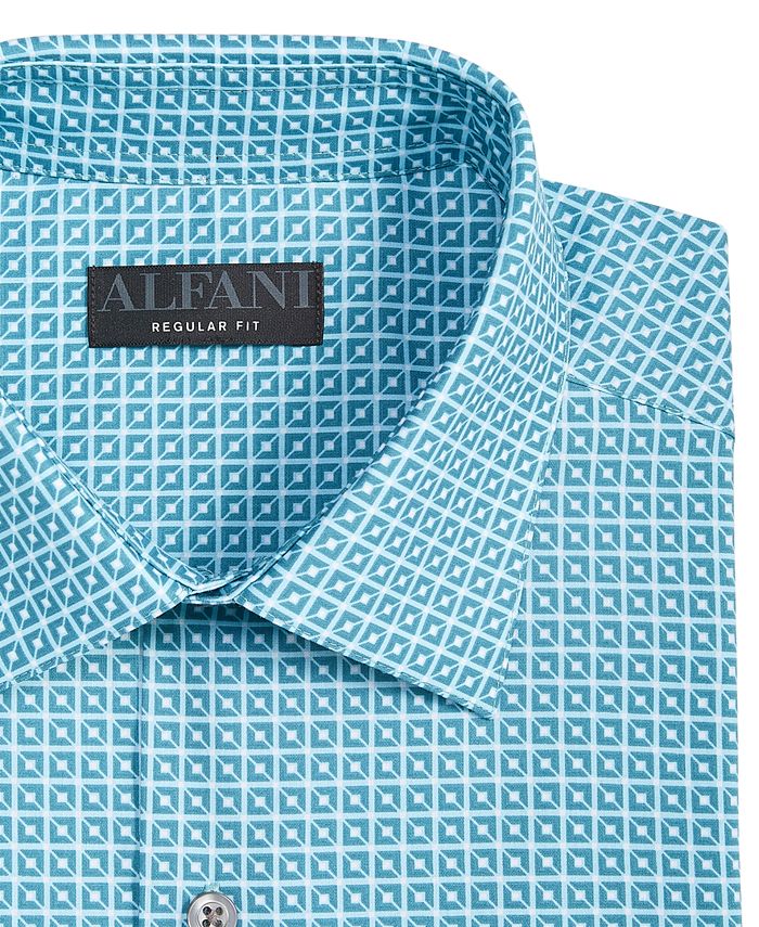 Alfani Men's Regular Fit Stain Resistant Geo Print Dress Shirt, Created ...
