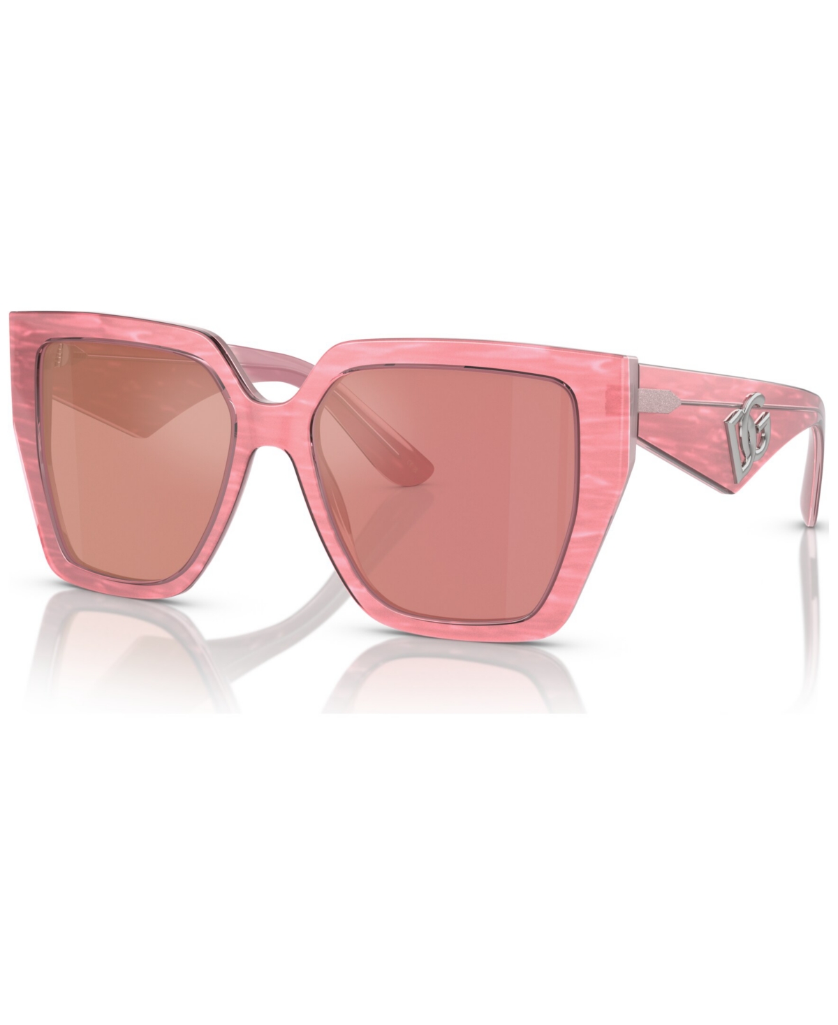 Dolce & Gabbana Women's Low Bridge Fit Sunglasses, Dg4438f In Pink Dark Mirror Red