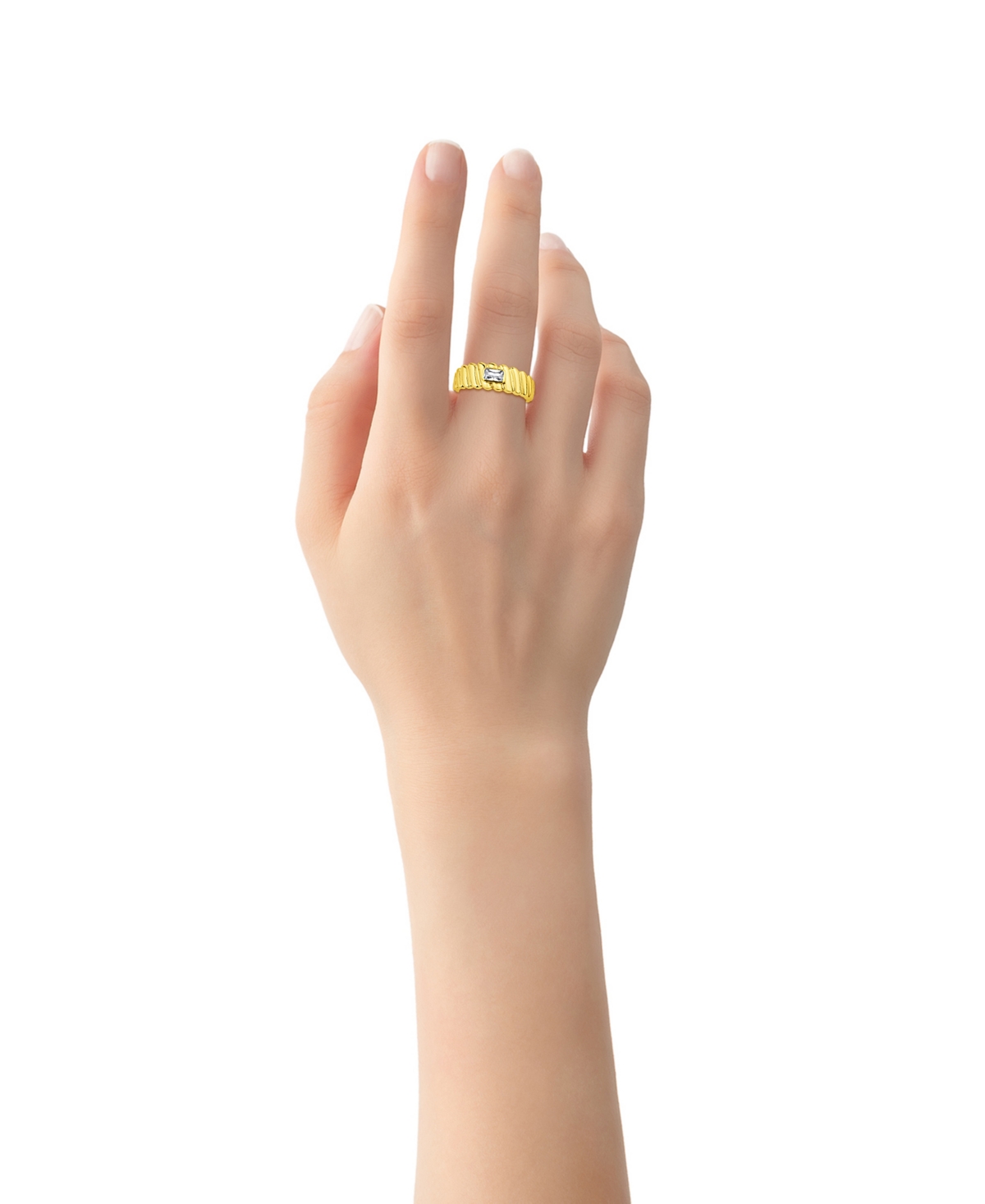 Shop And Now This Cubic Zirconia 18k Gold Plated Ring In K Gold Plated Over Brass