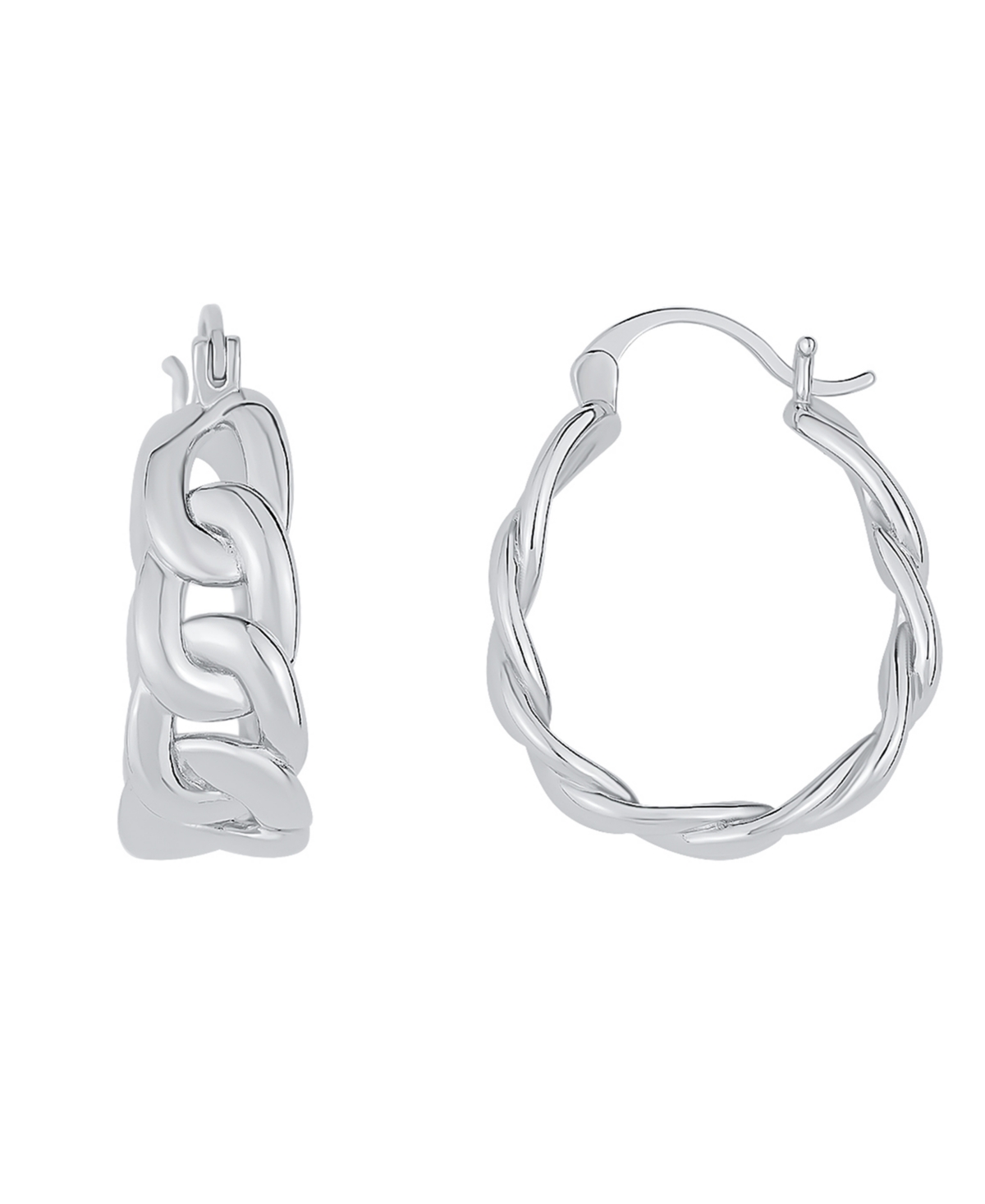 And Now This Silver Plated Curb Chain Hoop Earring In Silver Plated Brass