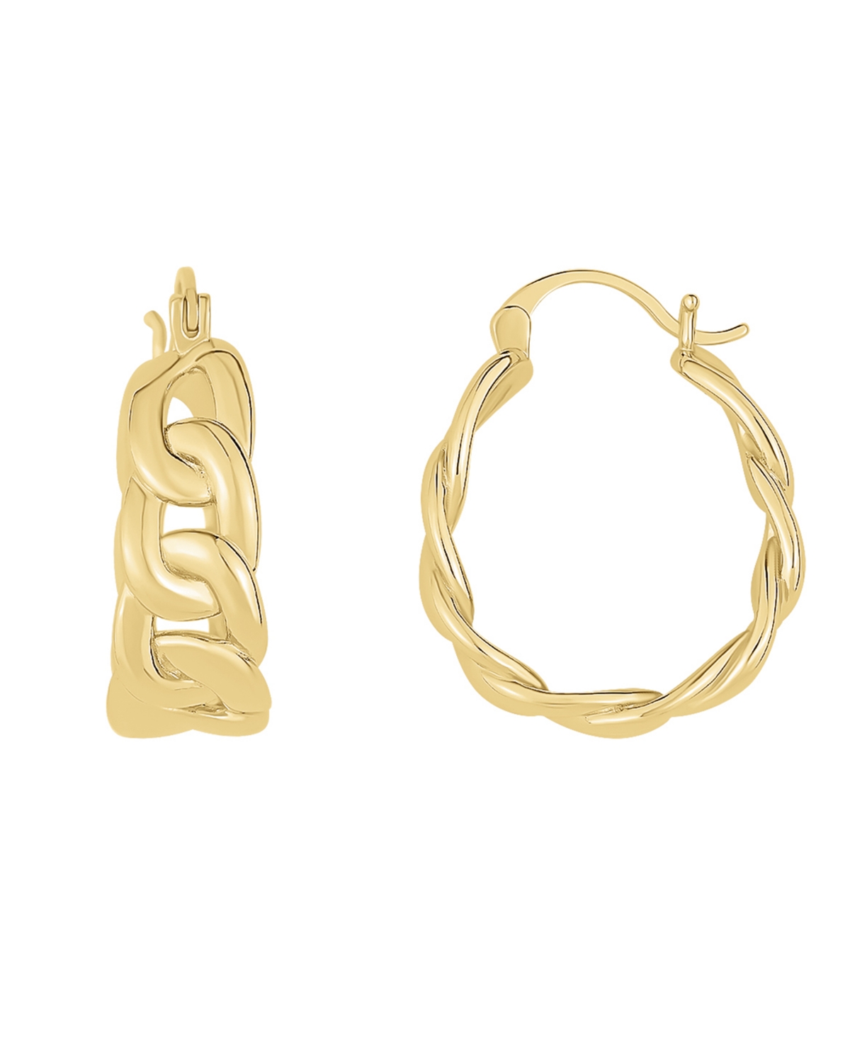 And Now This 18k Gold Plated Curb Chain Hoop Earring In K Gold Plated Over Brass