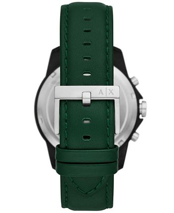 A|X Armani Chronograph Watch - Men\'s 44mm Green Exchange Leather Quartz Macy\'s