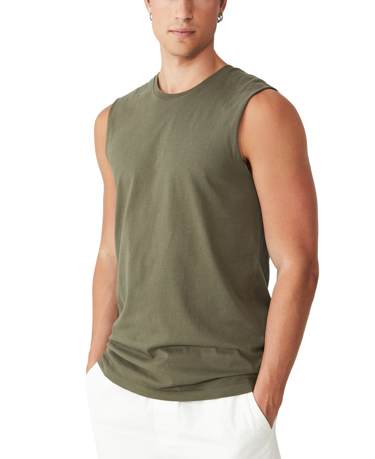 Cotton On Men's Muscle Top In Military