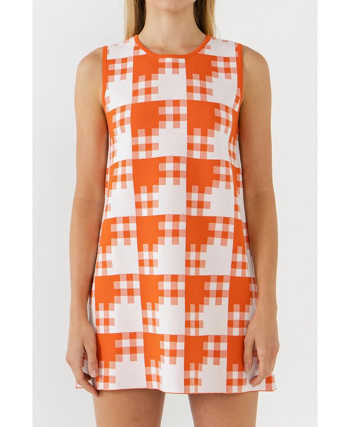 Grey check sales shift dress