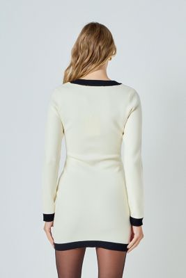 Women's Square Neck Knit Contrast Dress
