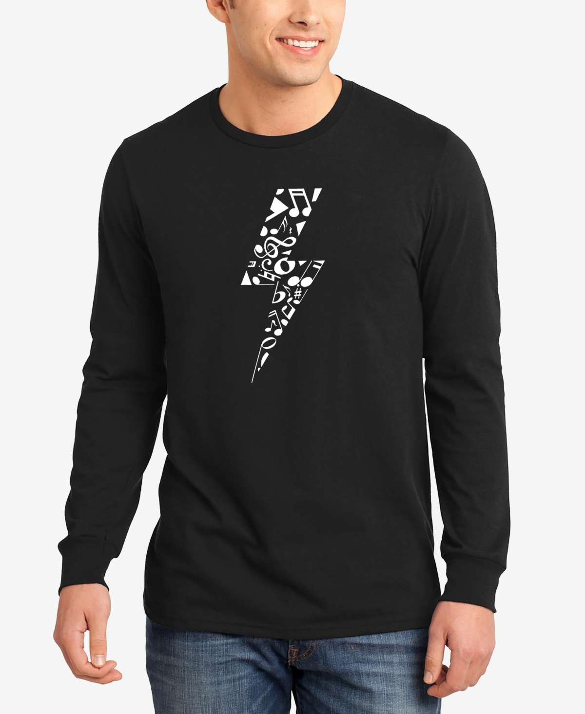 Shop La Pop Art Men's Lightning Bolt Word Art Long Sleeve T-shirt In Black