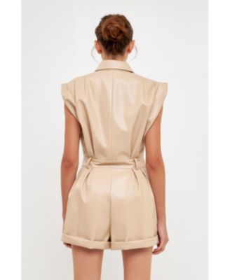 Women's Faux Leather Romper