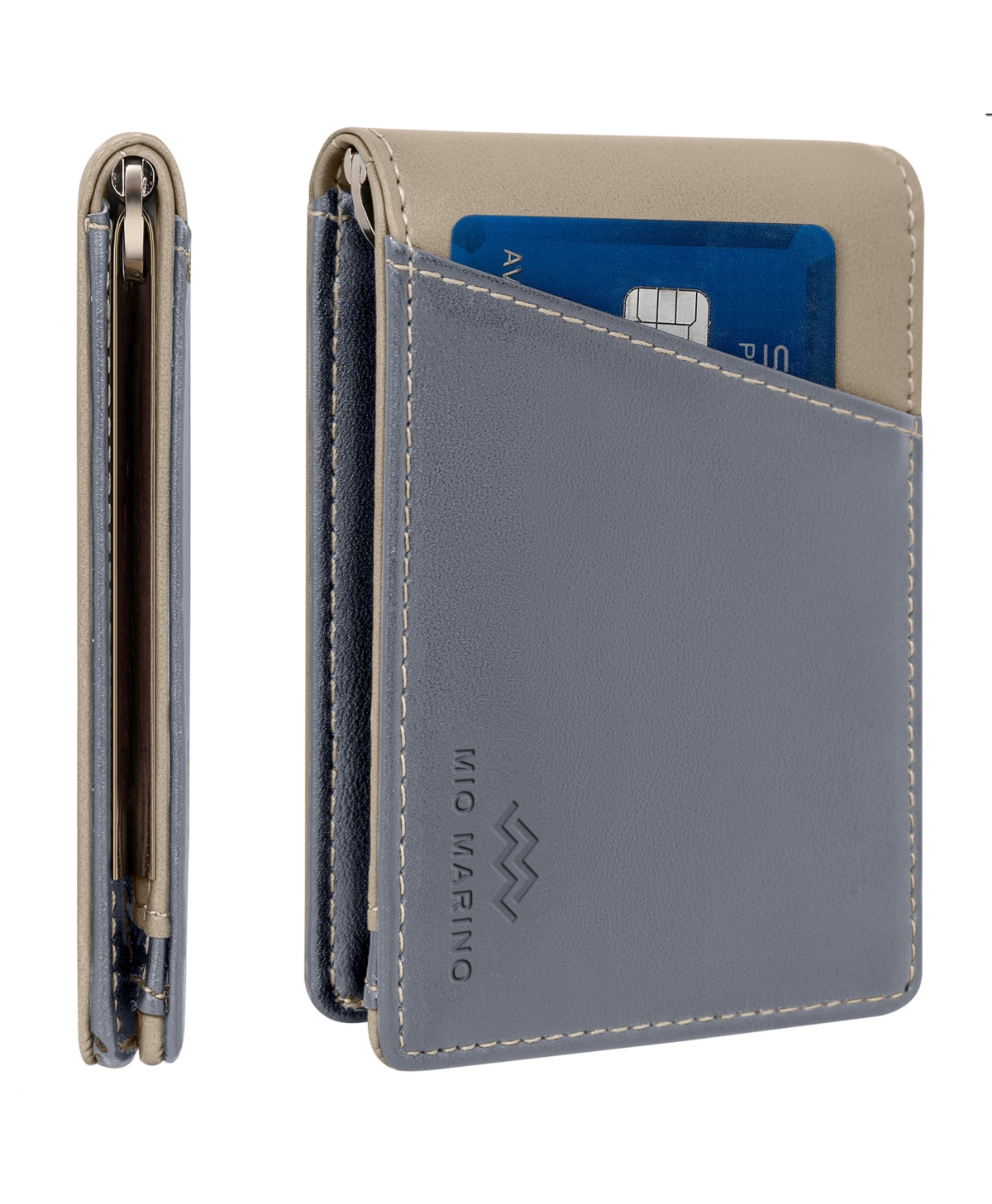 Men's Slim Bifold Wallet with Quick Access Pull Tab - Gray/beige