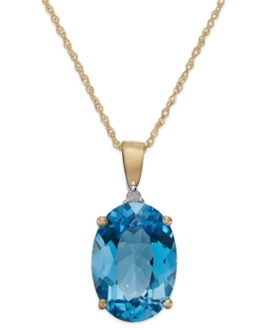 image of Mystic Topaz (7-1/3 ct. t.w.) and Diamond Accent Oval Pendant Necklace in 14k Gold (Also Available in Blue Topaz)