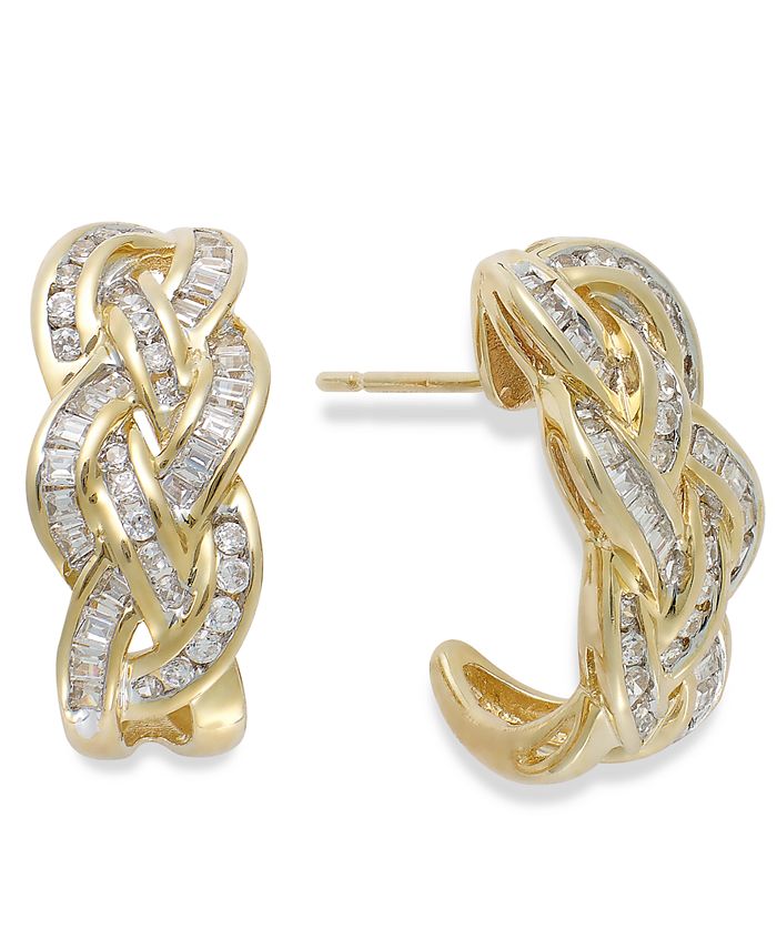 Wrapped in Love Diamond Woven Hoop Earrings in 10k Gold (1 ct. t.w ...