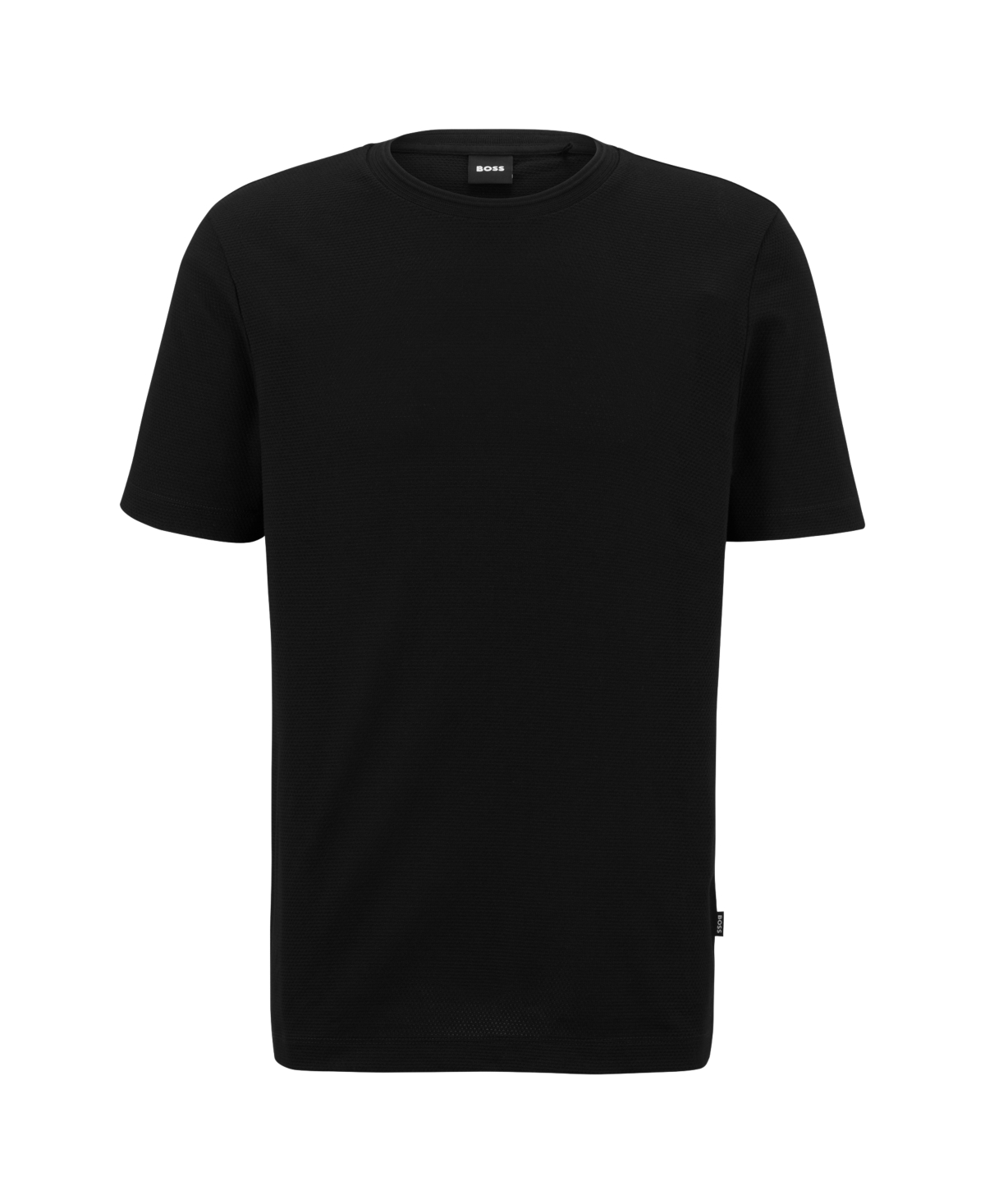 Hugo Boss Tiburt Regular Fit Textured Short Sleeve Tee In Black