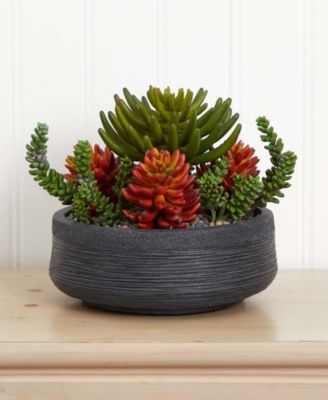 12” Succulent Garden Artificial Plant in Bowl