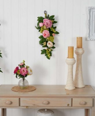 24" Mixed Peony and Hydrangea Teardrop