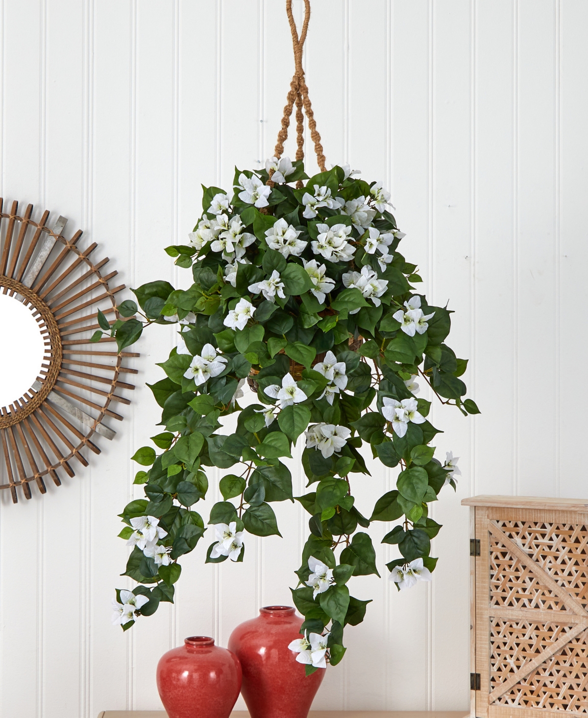 NEARLY NATURAL BOUGAINVILLEA HANGING BASKET 
