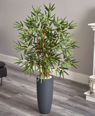 4' Bamboo Artificial Tree in Gray Cylinder Planter