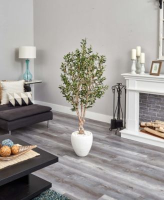 5' Olive Artificial Tree in White Oval Planter