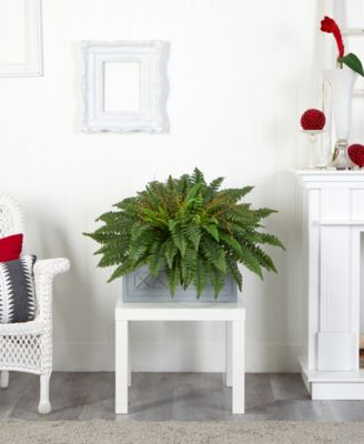Boston Fern Artificial Plant in Stone Planter
