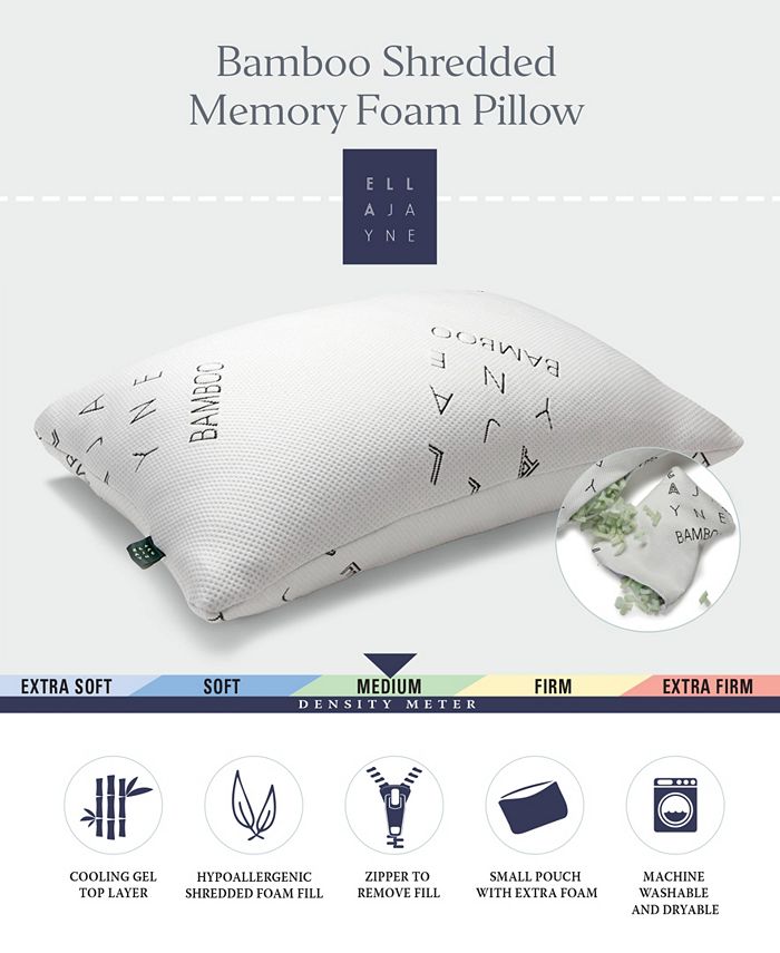 Ella Jayne Bamboo Shredded Memory Foam Pillow, Standard/Queen