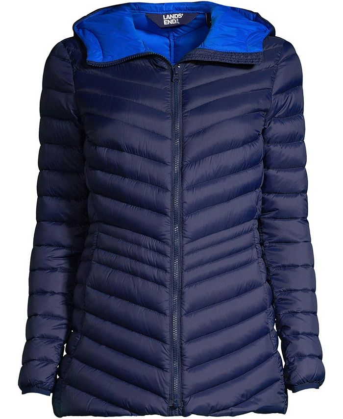 Lands' End Plus Size Ultralight Packable Long Down Jacket Macy's