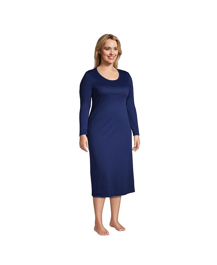Lands' End Women's Plus Size Supima Cotton Long Sleeve Midcalf