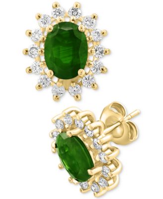 EFFY Collection - Sapphire (2-7/8 ct. t.w.) & Diamond (5/8 ct. t.w.) Halo Stud Earrrings in 14k Gold