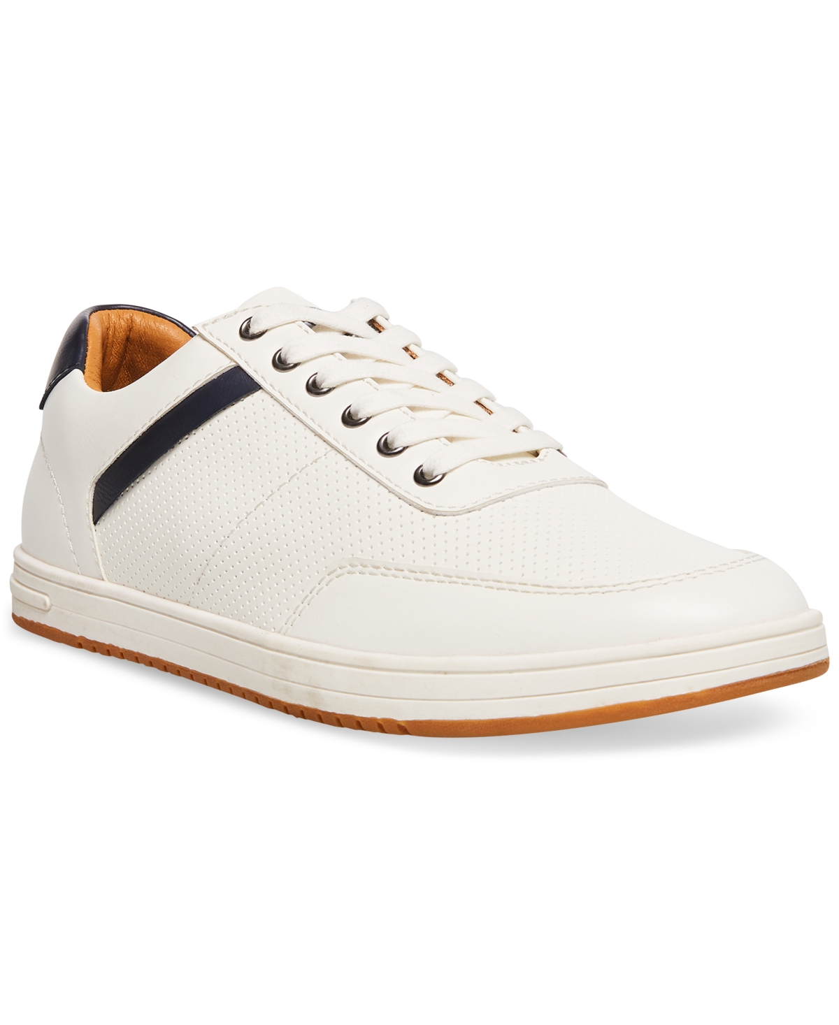 Madden Men Men's M-bassil Perforated Faux-leather Sneakers In White