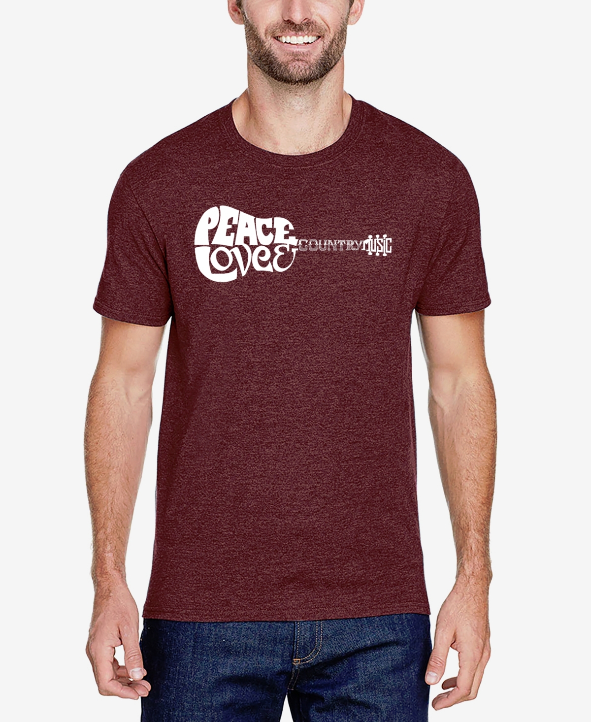 La Pop Art Men's Short Sleeves Premium Blend Word Art T-shirt In Burgundy