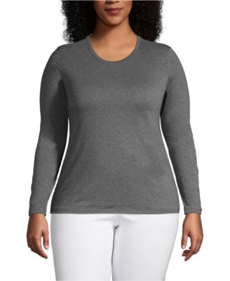 Plus Size Supima Cotton Long Sleeve Crewneck T-Shirt
