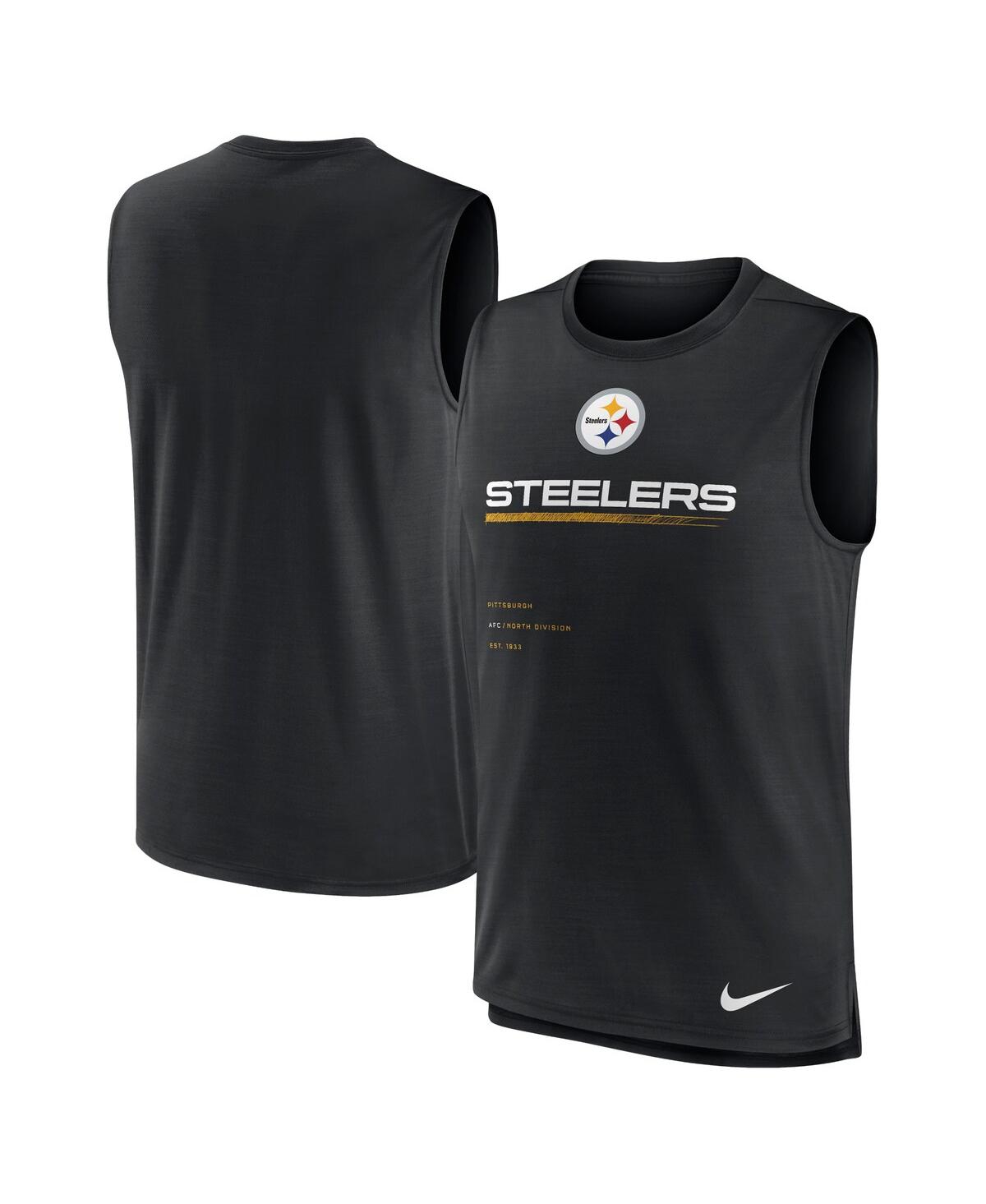 Shop Nike Men's  Black Pittsburgh Steelers Muscle Trainer Tank Top
