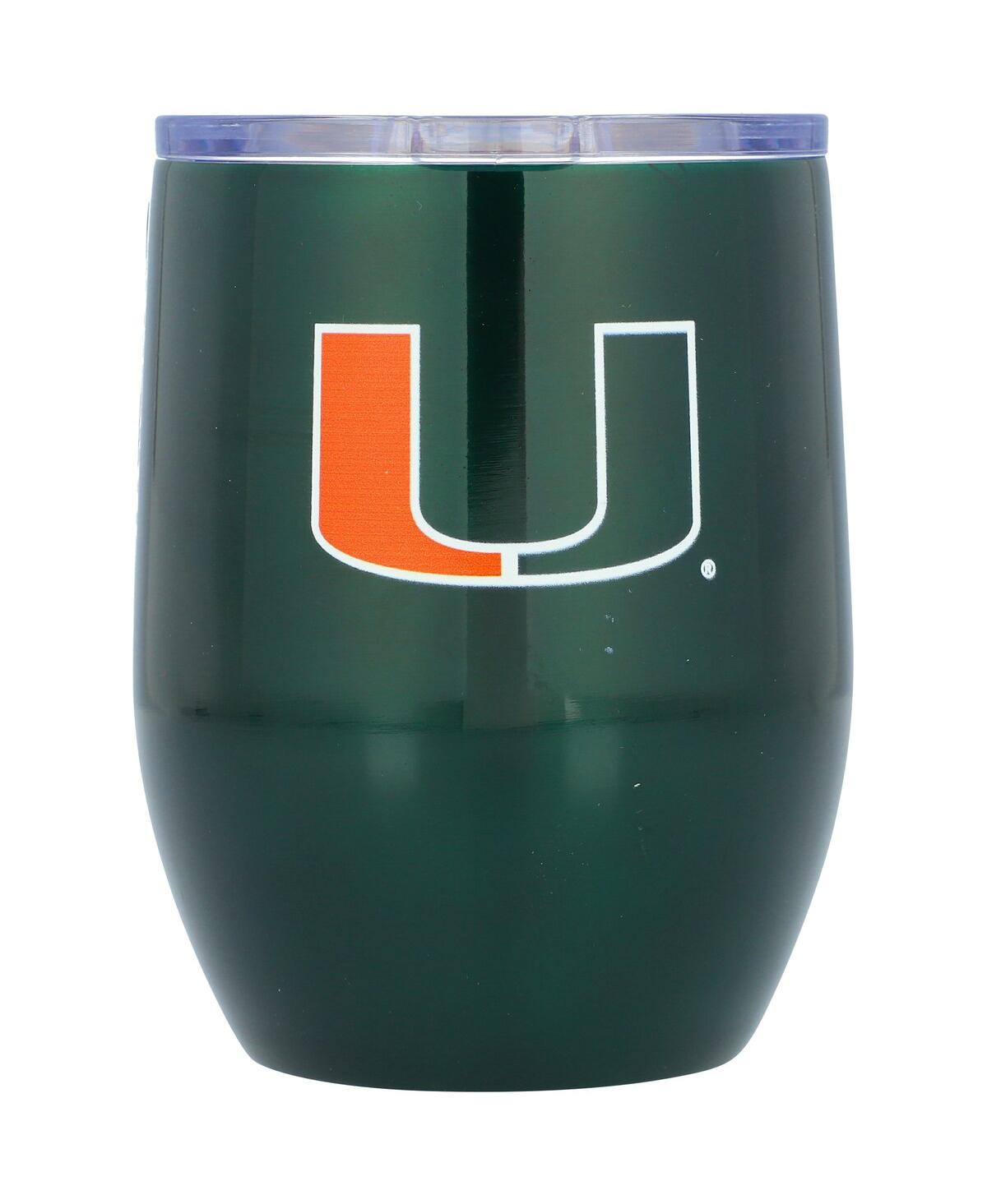 Logo Brands Miami Hurricanes 16 oz Game Day Stainless Curved Tumbler In Green